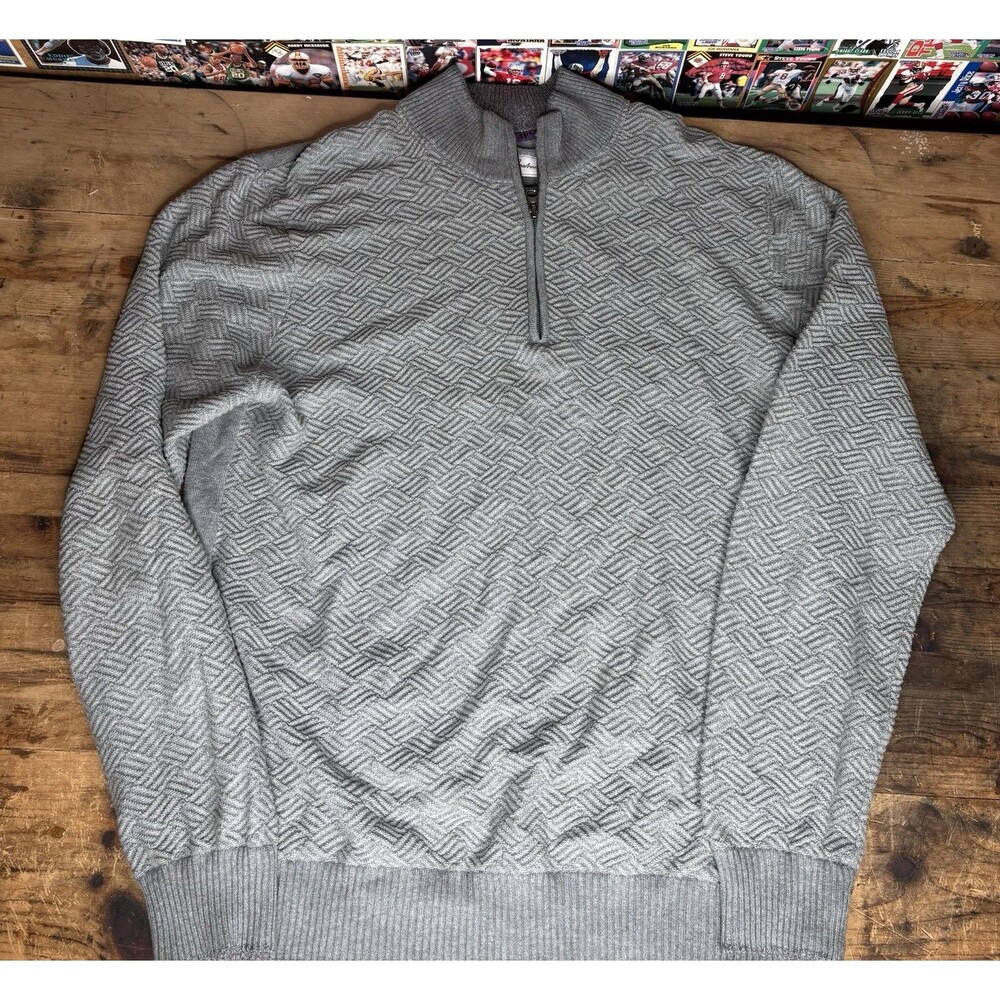 Robert Graham Sweater Mens Large Gray 1/4 Zip Soft Shell Casual Pullover